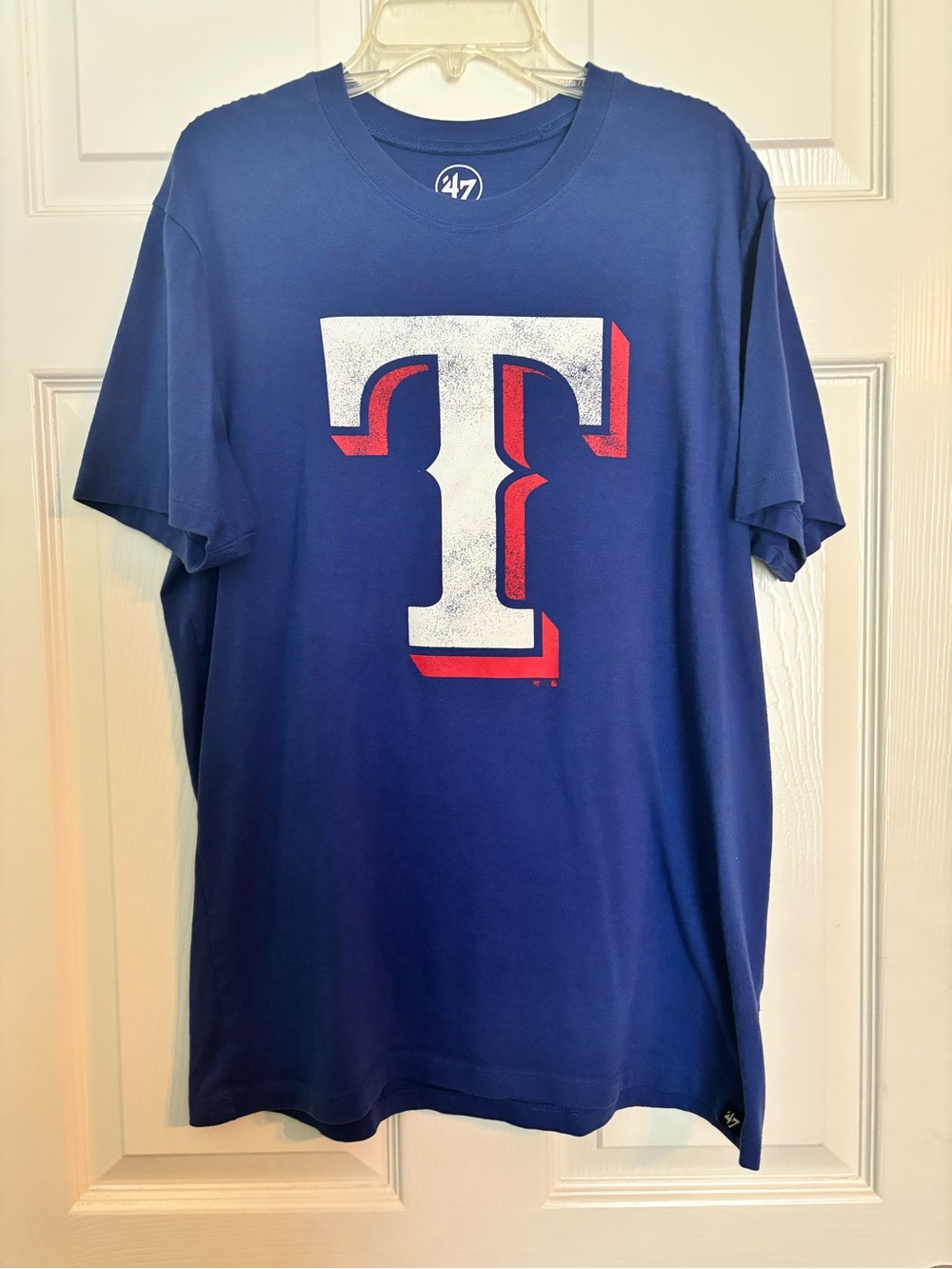 47 Brand Royal Blue Texas Rangers T-Shirt with White & Red Logo